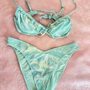 Hollister teal green marble bikini set